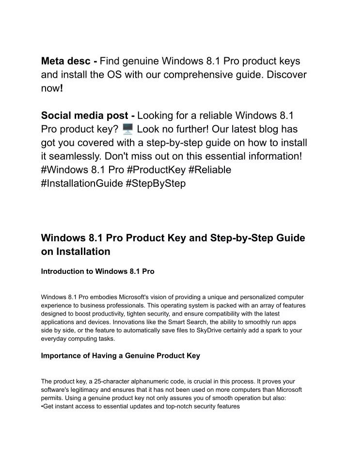meta desc find genuine windows 8 1 pro product