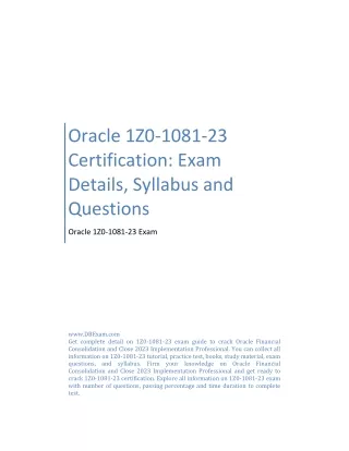 Oracle 1Z0-1081-23 Certification: Exam Details, Syllabus and Questions