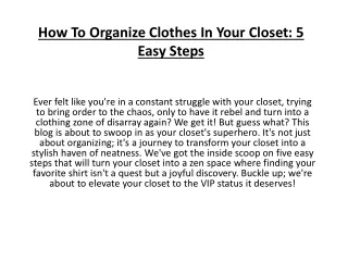 How To Organize Clothes In Your Closet Easy Steps pdf