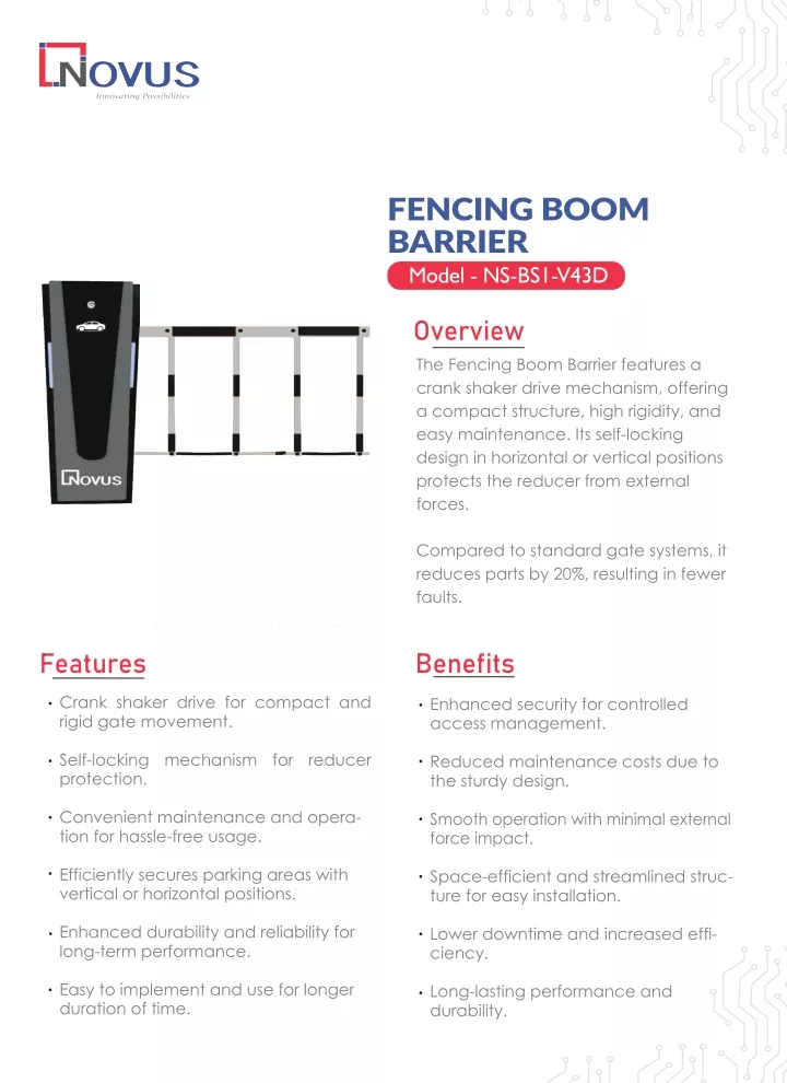 fencing boom barrier model ns bs1 v43d