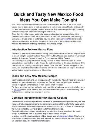 Quick and Tasty New Mexico Food Ideas You Can Make Tonight