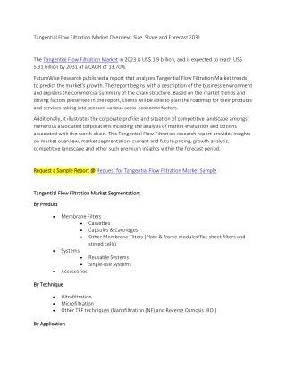 tangential flow filtration market overview size