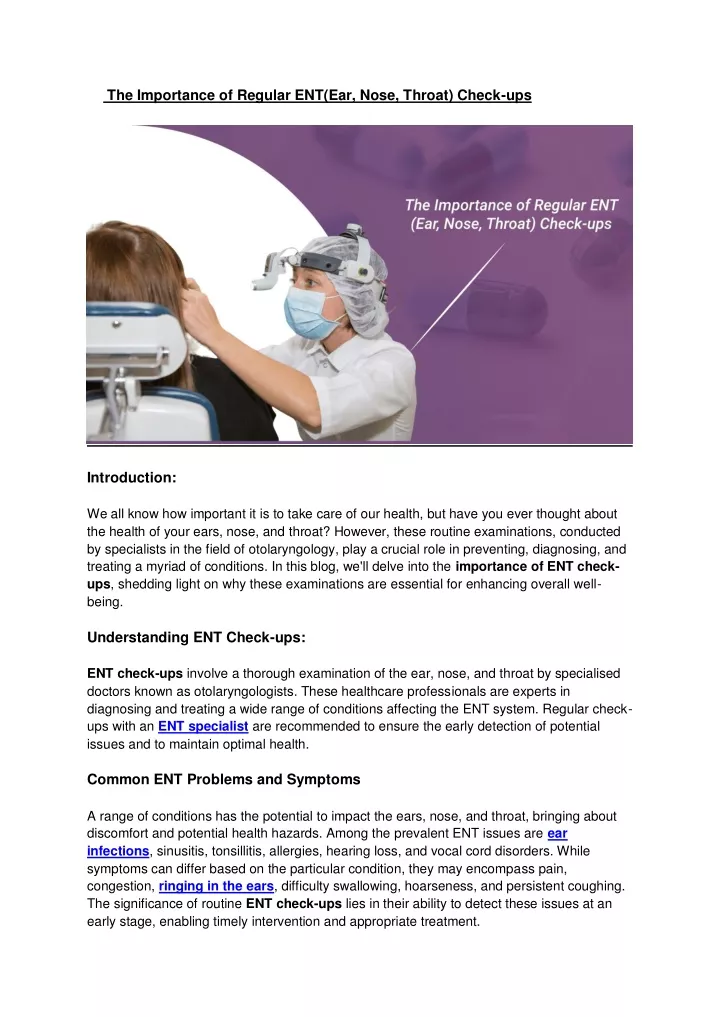 the importance of regular ent ear nose throat