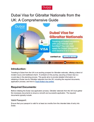 Dubai Visa for Gibraltar Nationals from the UK: A Comprehensive Guide