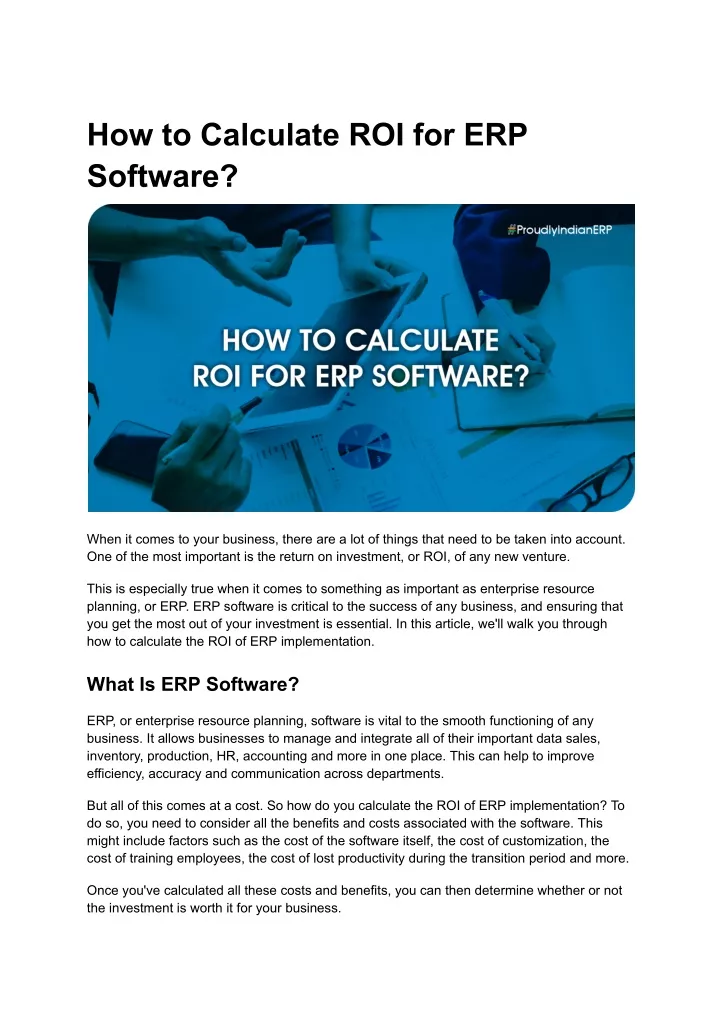 how to calculate roi for erp software