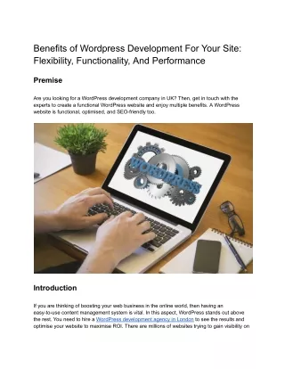 Benefits of Wordpress Development For Your Site_Flexibility, Functionality, And Performance