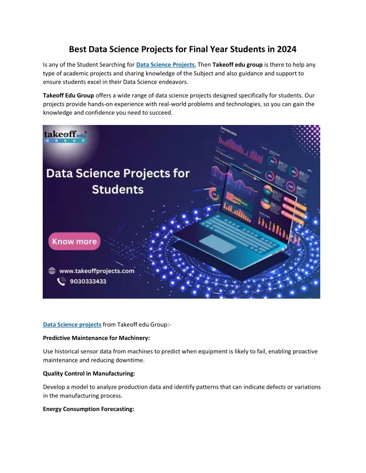best data science projects for final year