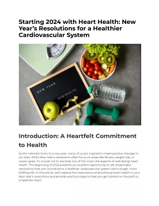Starting 2024 with Heart Health New Year’s Resolutions for a Healthier Cardiovascular System