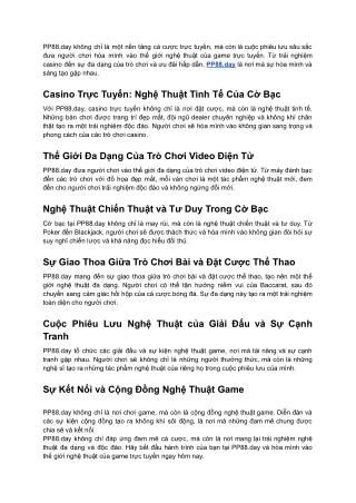 PP88.day: Sự hòa mình trong thế giới nghệ thuật của game trực tuyến