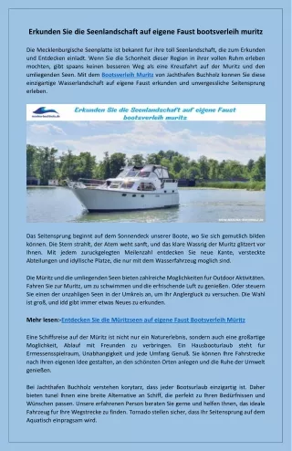 Naturabenteuer auf Deutschlands großtem Binnensee bootsverleih muritz