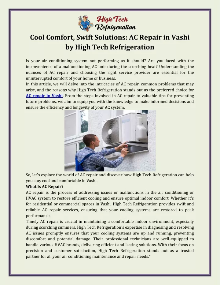 cool comfort swift solutions ac repair in vashi