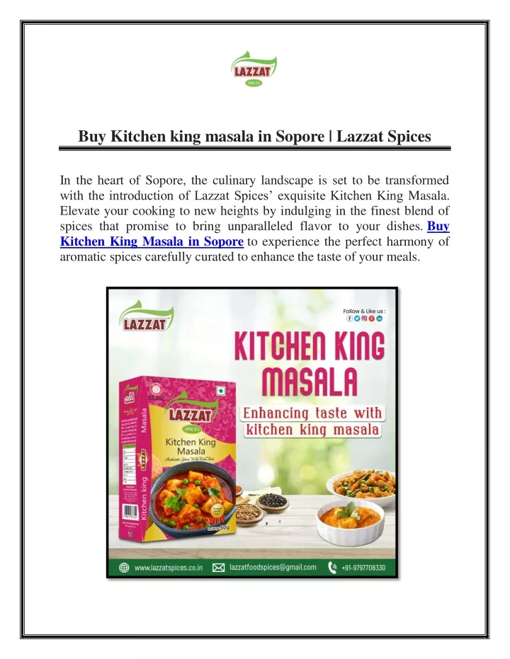 buy kitchen king masala in sopore lazzat spices