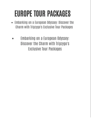Europe Tour Packages