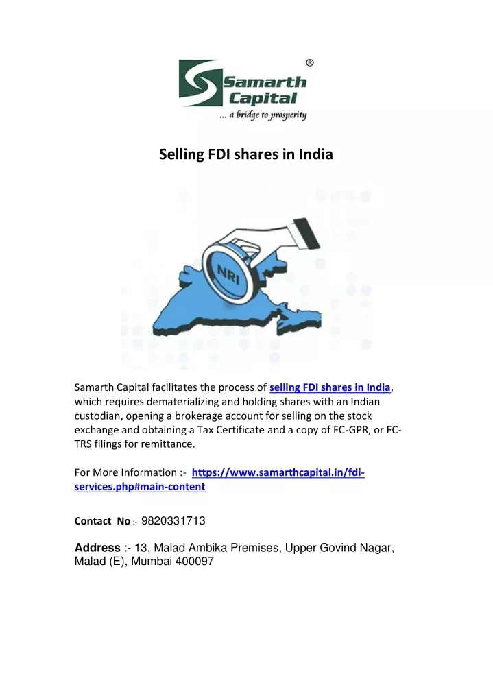 selling fdi shares in india