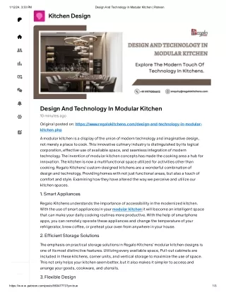 Design And Technology In Modular Kitchen
