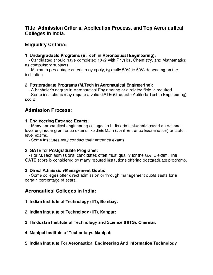 title admission criteria application process