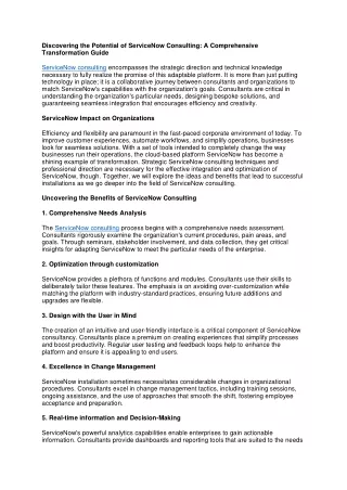 discovering the potential of servicenow