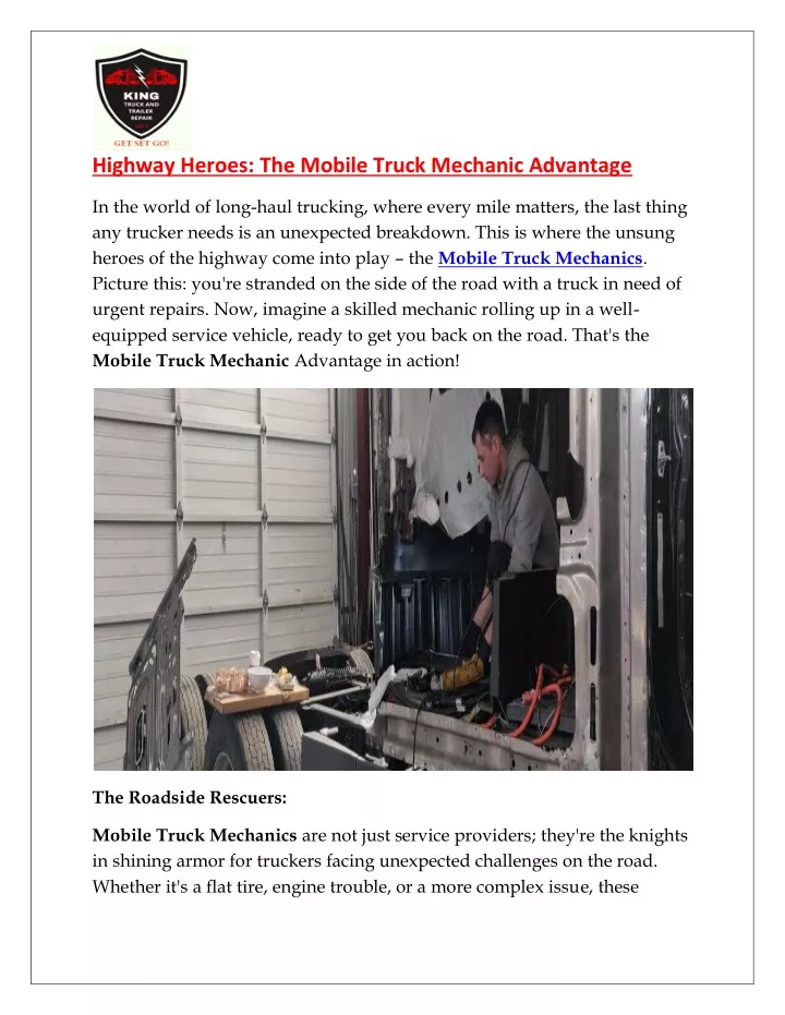 highway heroes the mobile truck mechanic advantage