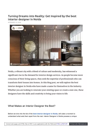 Elevate Your Space: Unveiling the best Interior Designer Noida