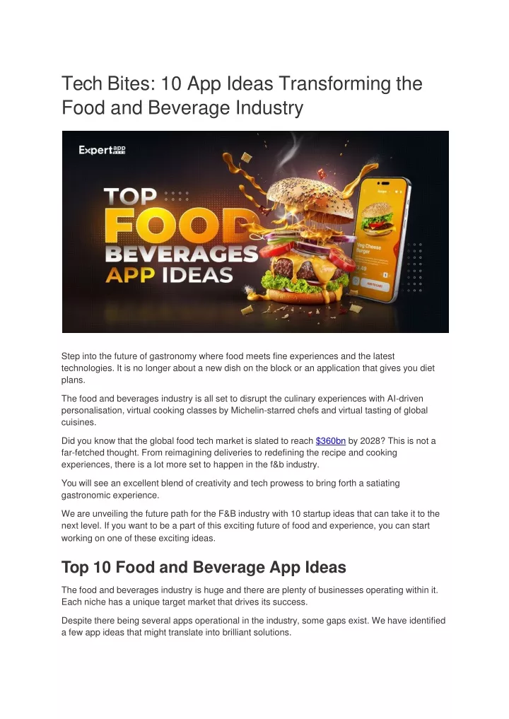 tech bites 10 app ideas transforming the food and beverage industry