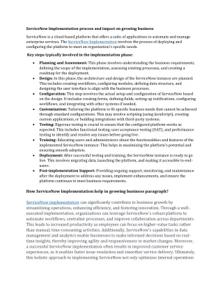 servicenow implementation process and impact