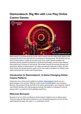 Diamondexch_ Win Big with Live Play Online Casino Games