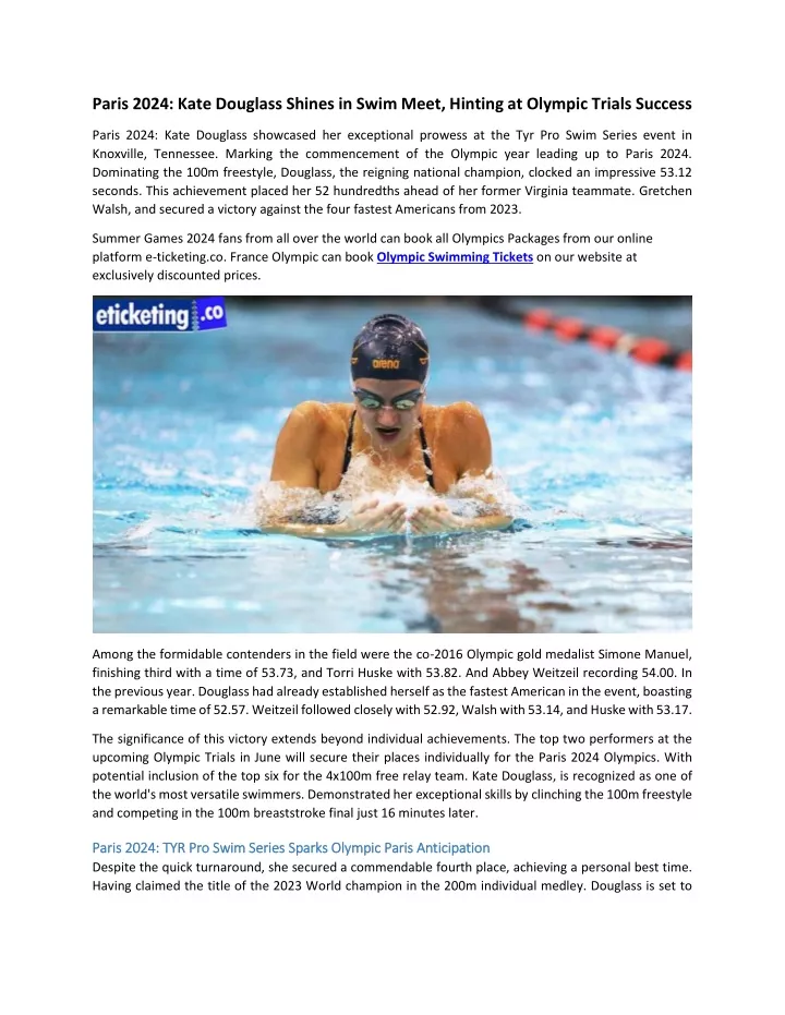 PPT - Paris 2024 Kate Douglass Shines in Swim Meet, Hinting at Olympic ...