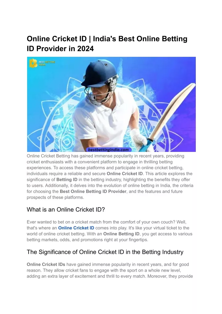 online cricket id india s best online betting