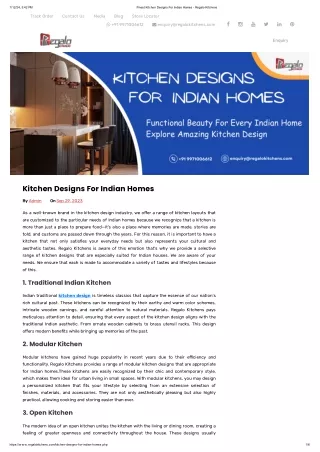 Kitchen Designs For Indian Homes