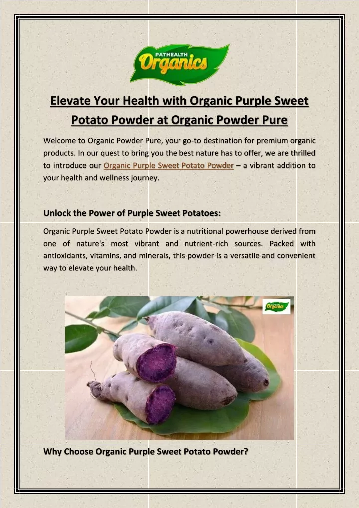 elevate your health with organic purple sweet
