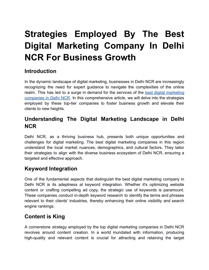 strategies employed by the best digital marketing