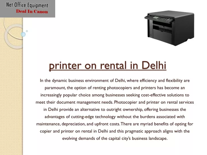 printer on rental in delhi