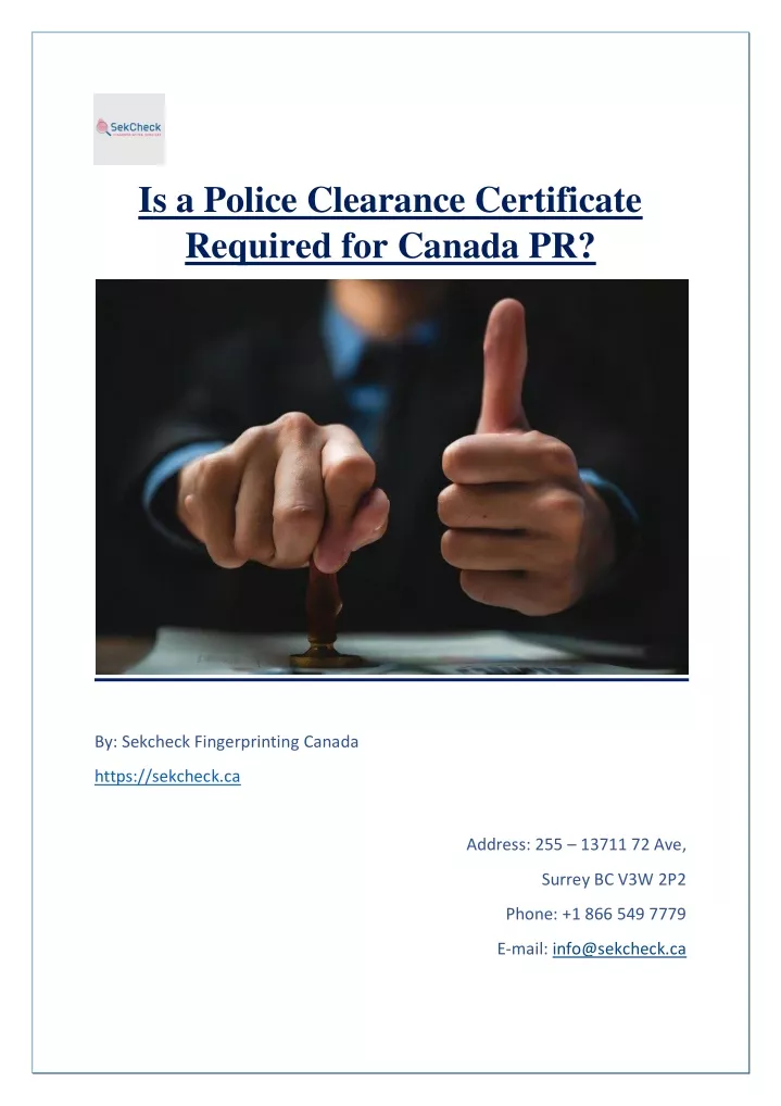 is a police clearance certificate required