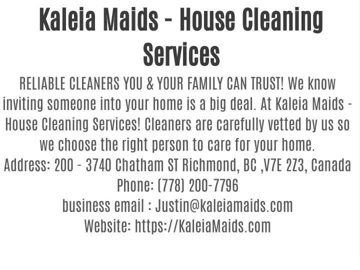 kaleia maids house cleaning services reliable