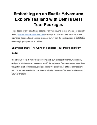 Thailand Packages From Delhi | Get Upto 40% Off