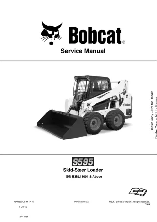 Bobcat S595 Skid Steer Loader Service Repair Manual (SN B3NL11001 and Above)