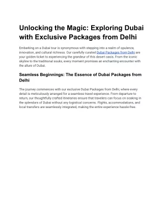 Dubai Packages From Delhi | Get Upto 40% Off