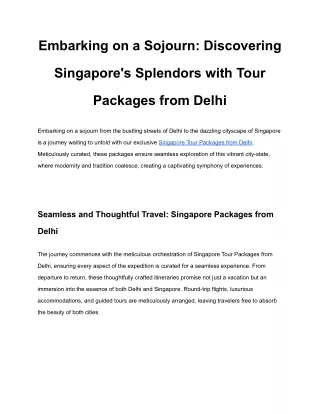 Singapore Packages From Delhi | Get Upto 40% Off