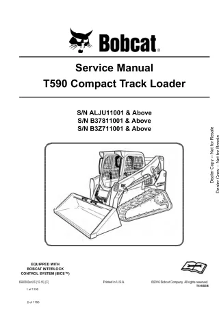 Bobcat T590 Compact Track Loader Service Repair Manual (SN ALJU11001 and Above)