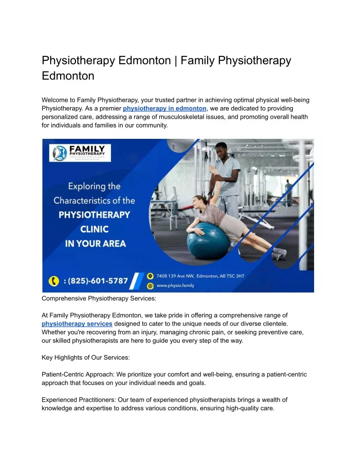 physiotherapy edmonton family physiotherapy