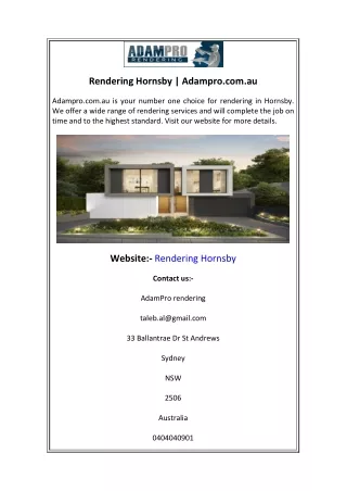 rendering hornsby adampro com au