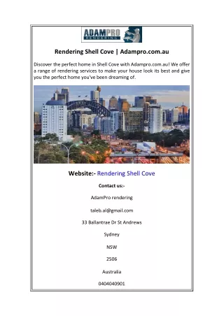 rendering shell cove adampro com au