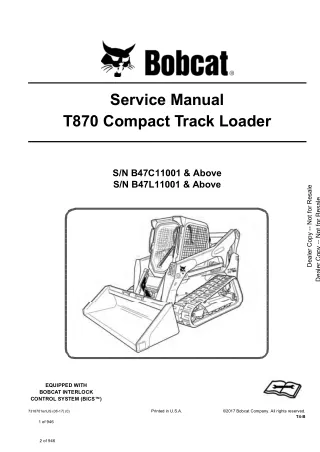 Bobcat T870 Compact Track Loader Service Repair Manual (SN B47L11001 and Above)