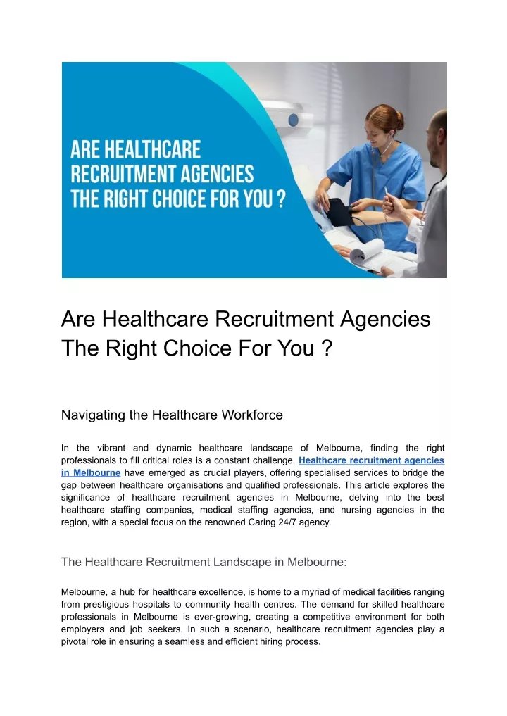 are healthcare recruitment agencies the right