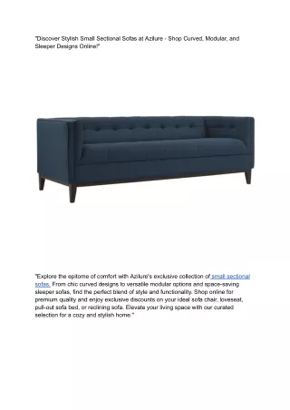 _Discover Stylish Small Sectional Sofas at Azilure - Shop Curved, Modular, and Sleeper Designs Online