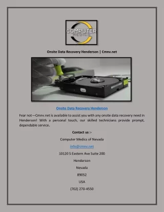 Onsite Data Recovery Henderson | Cmnv.net