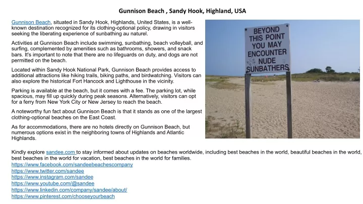 gunnison beach sandy hook highland usa