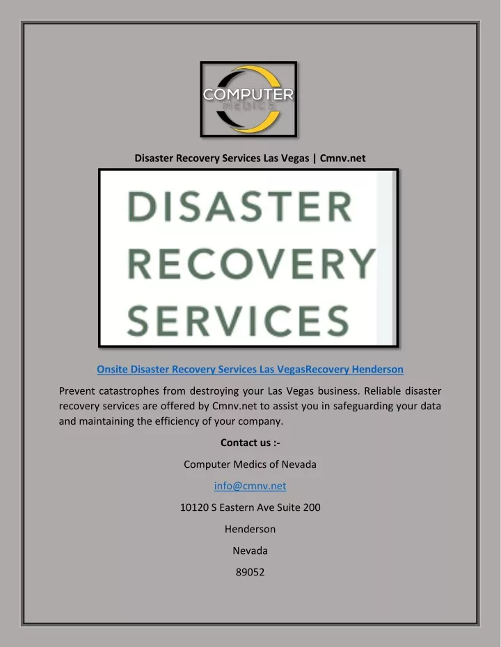 disaster recovery services las vegas cmnv net