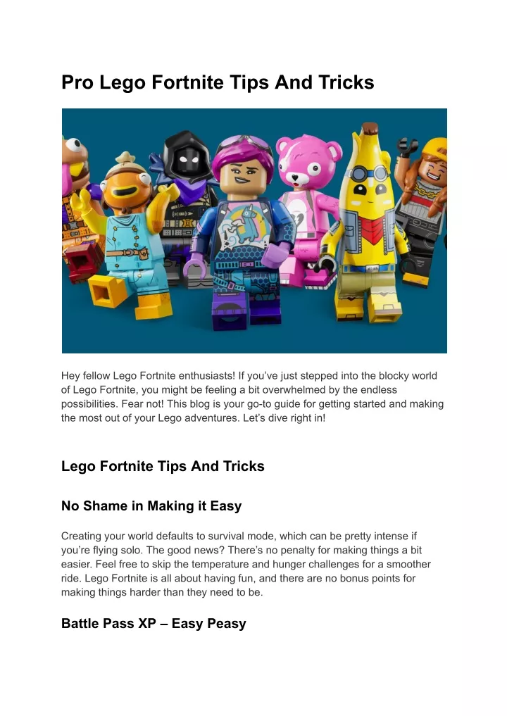 pro lego fortnite tips and tricks