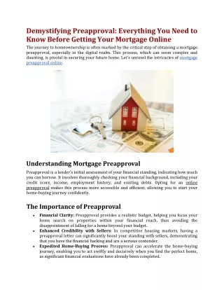Demystifying Preapproval Everything You Need to Know Before Getting Your Mortgage Online